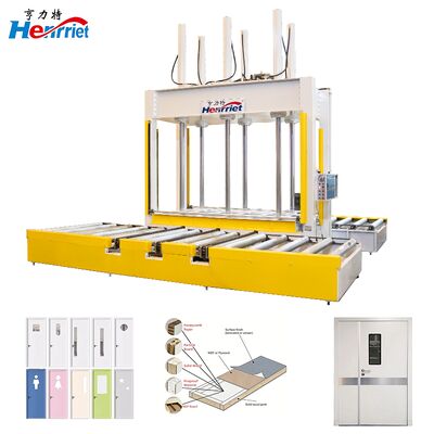 comprar Máquina de prensagem a frio hidráulica de grande porte de transporte automático de pressão de 160 t para portas de madeira crua e liga de alumínio Fabricação em linha