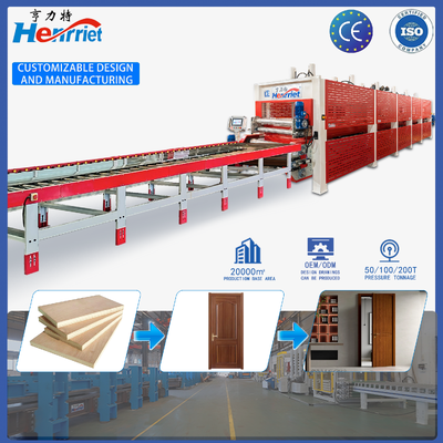 10M Door Panel Hot Press Production Line with 100t Maximum Pressure and Electric Heating Heat Transfer for Wood Steel Doors