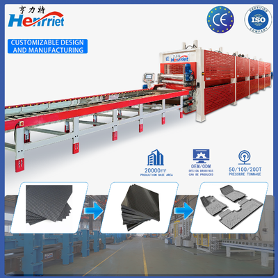 PLC কন্ট্রোল সহ 10M স্বয়ংক্রিয় লাইন হট প্রেস মোল্ডিং সিস্টেম এবং কার্বন ফাইবার নিরাময়ের জন্য 100t সর্বোচ্চ চাপ