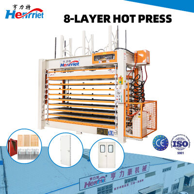 8 Layer Hydraulic Hot Press Machine with 50T Maximum Pressure and 2500×1300mm Work Platen for Wooden Door and Medical Door Panel Production Line