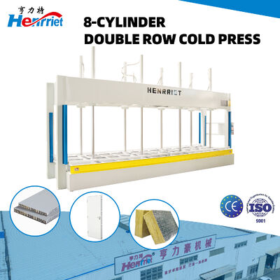 50T Maximum Pressure 8-Cylinder Double-Row Hydraulic Cold Press Machine with 8000×2000mm Worktable for Honeycomb Panels and Door Panels